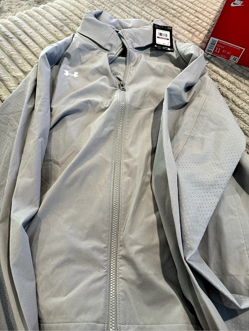 Under Armour UA's Squad 3.0 Warmup FZ Women's Gray Athletic Jacket 2XL NWT